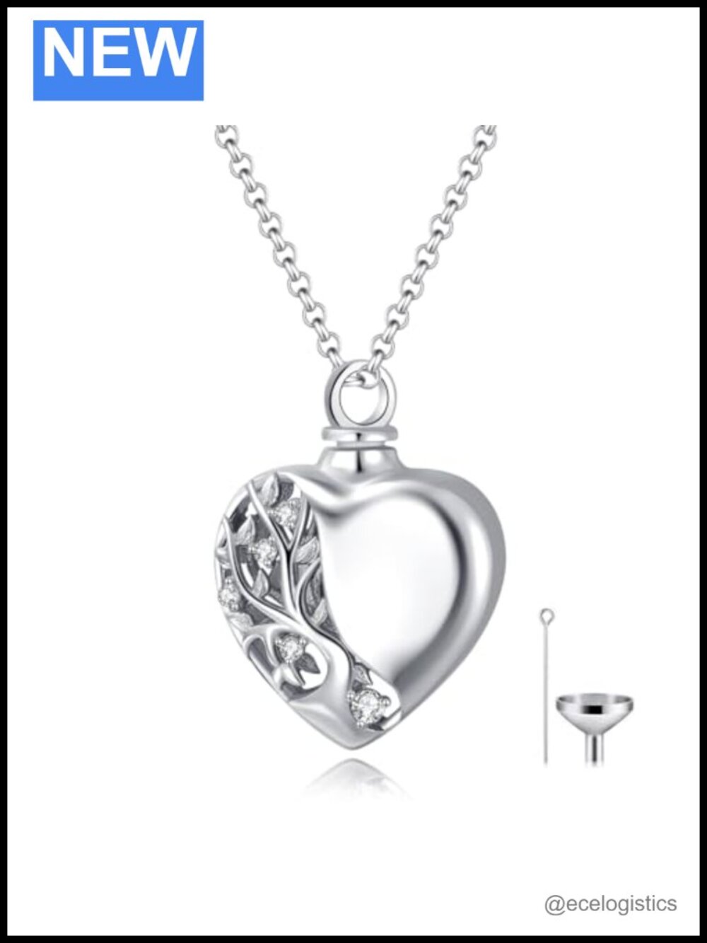 Tree of Life Urn Necklace 925 Sterling Silver 5A CZ Pendant